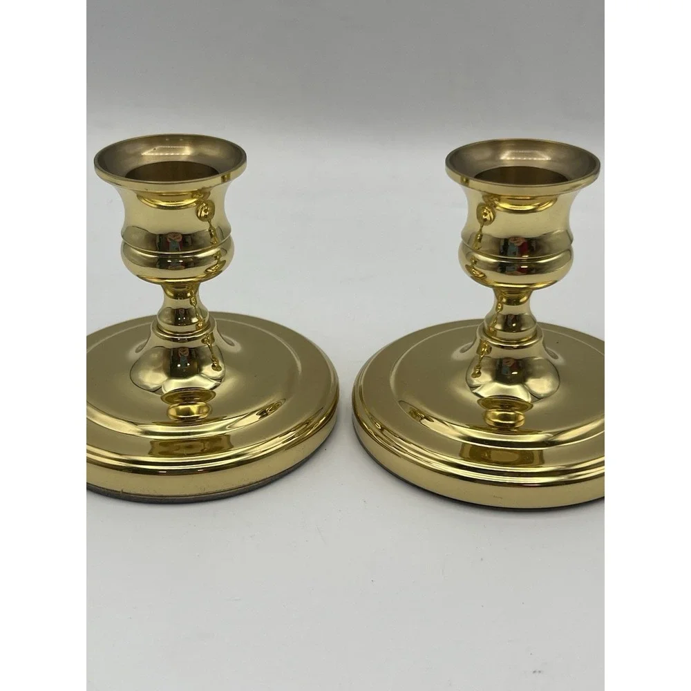 Brass Candlestick Baldwin Classics USA Round Base Solid VTG ‎ 1988 No. 7200
